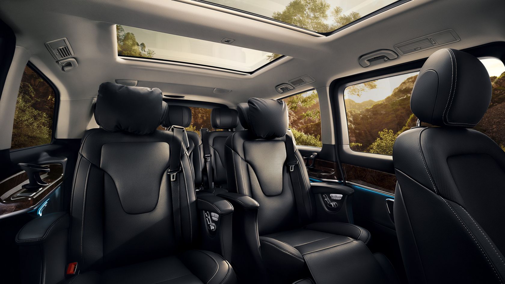 V Class chauffeur hire London interior